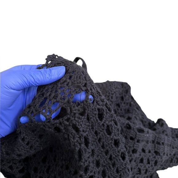 FREE PEOPLE Black Cotton Open Back Crochet Sweater XS - Picture 14 of 16